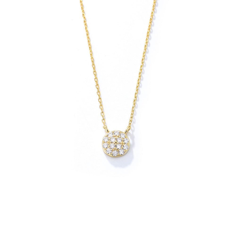 925 Sterling Silver Classic Round Zirconia Pendant Necklace, Minimalist Jewelry