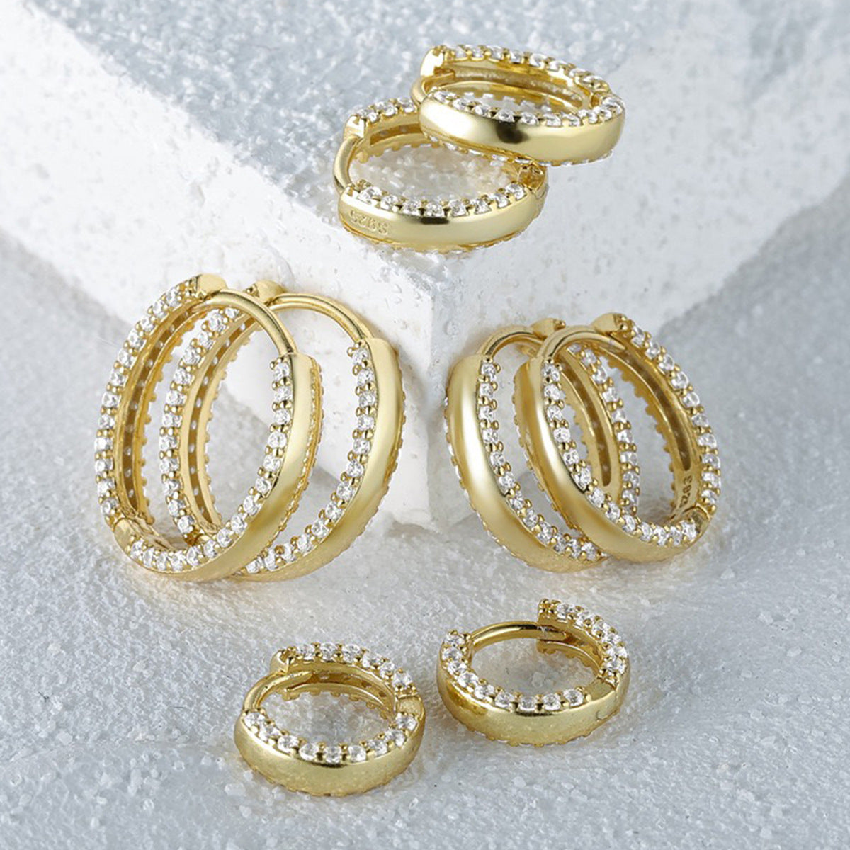 Zircon Hoop Ear Cuffs - S925 Silver Minimalist Niche Everyday