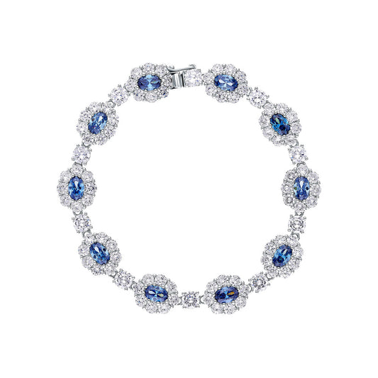 Full Zircon Floral Geometric Bracelet - S925 Sterling Silver Luxury Vintage Banquet
