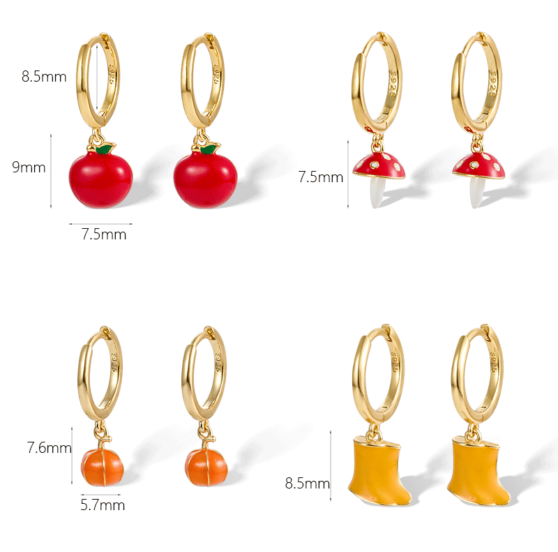 Vegetable Fruit Ear Cuffs - S925 Silver Halloween Pumpkin Batch