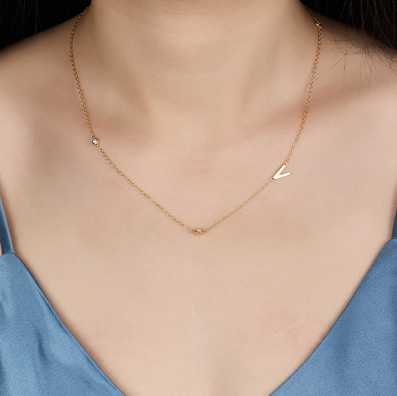 Alphabet Necklace - S925 Silver Micro Zircon Trending Collarbone Chain