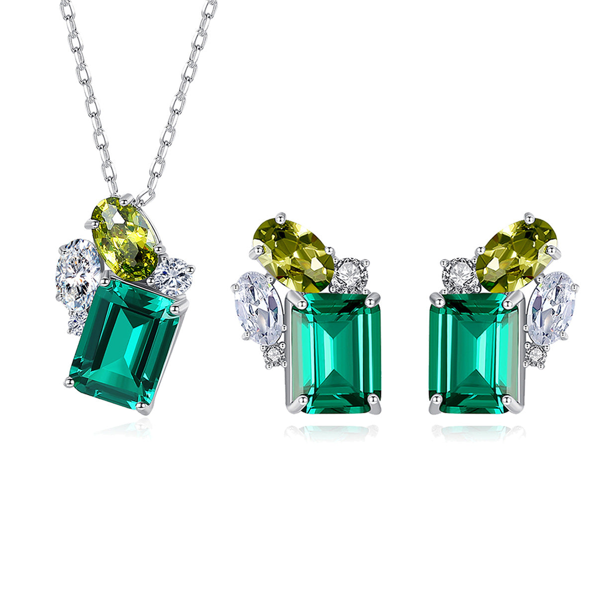 Emerald Jewelry Set - S925 Silver Mother‘s Day Minimalist Gift