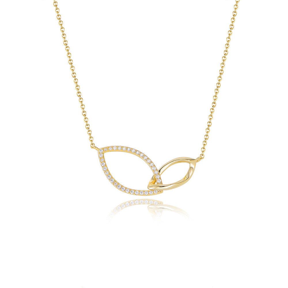 925 Sterling Silver Geometric Rhombus Interlocking Necklace, Sparkling Zirconia Jewelry