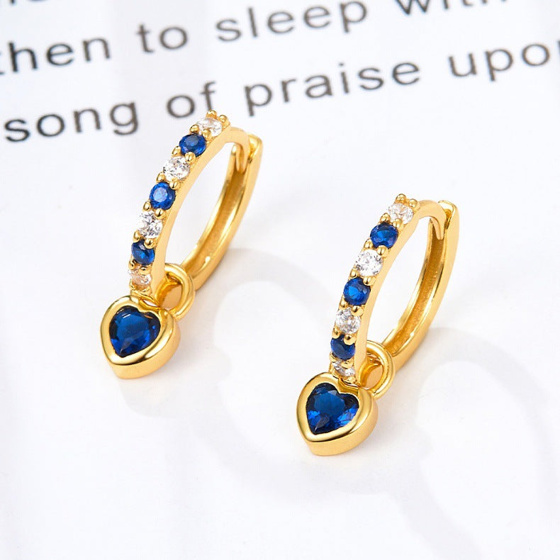 Color Zircon Heart Ear Cuffs - S925 Silver Dopamine Jewelry
