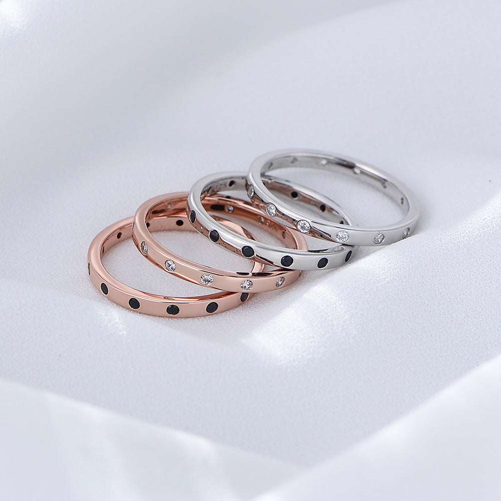 925 Sterling Silver Stackable Rings, Thin Zirconia Band Set