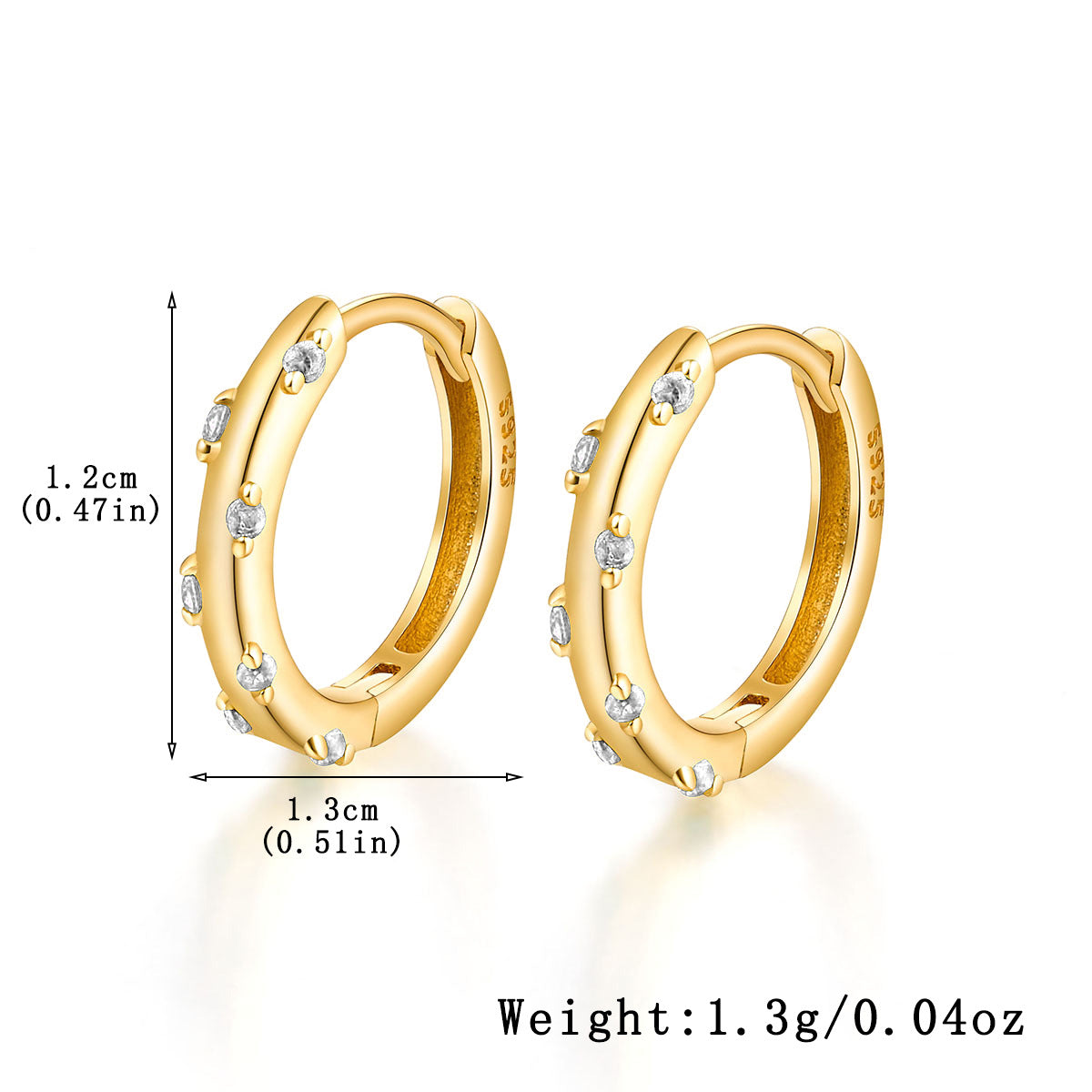 Colored Zircon Hoop Earrings - S925 Silver Modern European Factory Jewelry