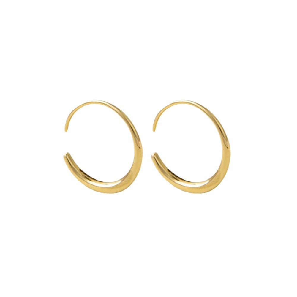 925 Sterling Silver Minimalist Geometric Hoop Earrings, Creative Hip-Hop Style Trendy Jewelry