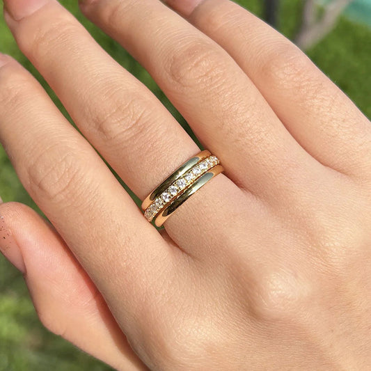925 Sterling Silver Stacking Ring Set, Minimalist Pave Zirconia & Sleek Band Set of 3 Jewelry