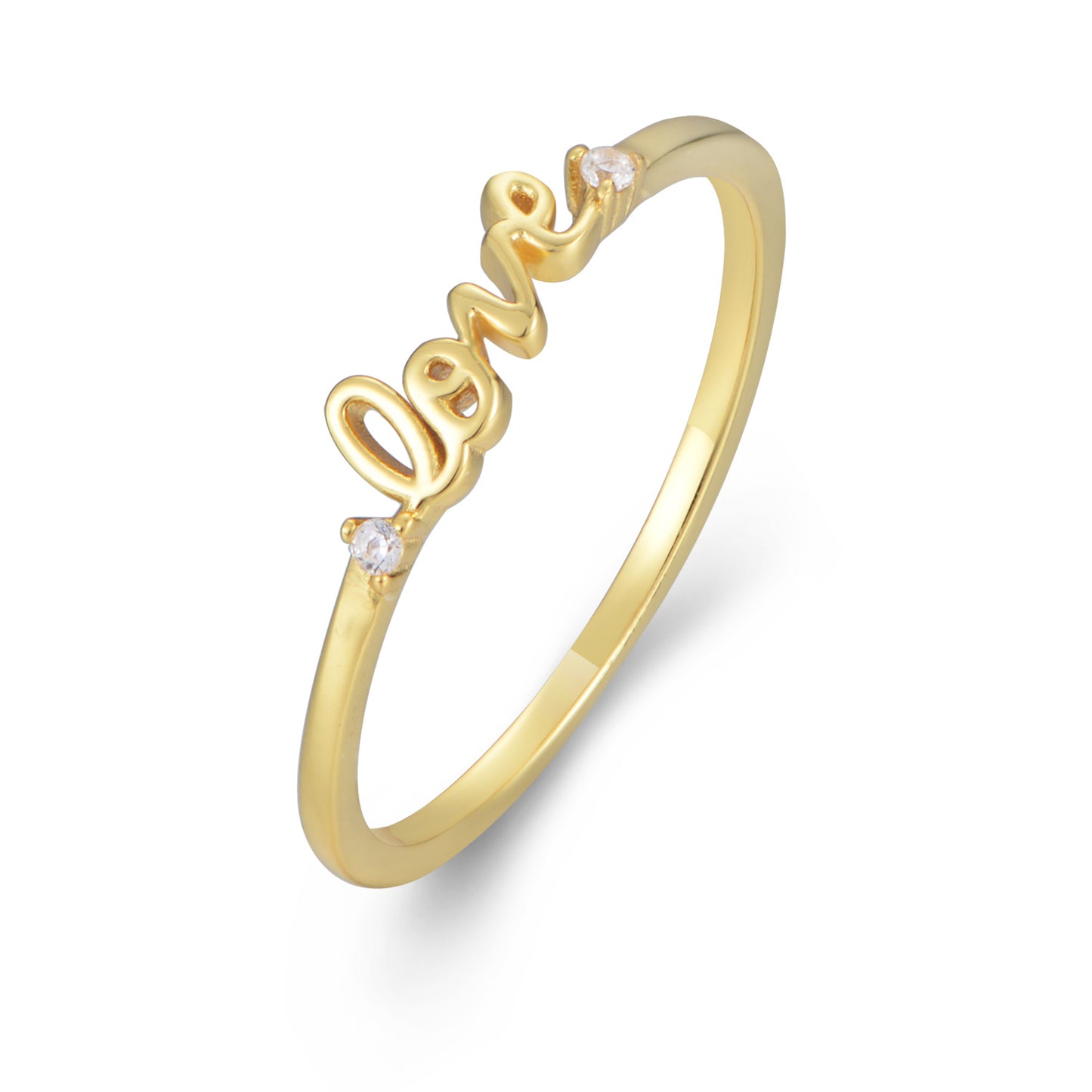 925 Sterling Silver LOVE Letter Ring, Sparkling Zirconia Band