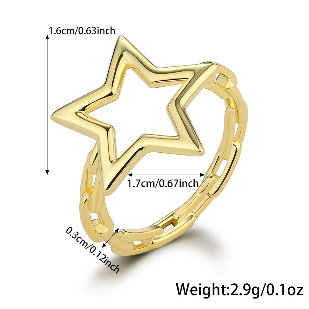 Star Moon Geometric Ring - 925 Silver Minimalist Wholesale Jewelry