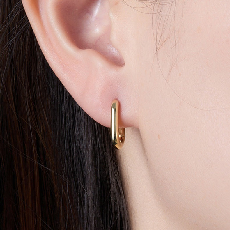 Oval Hoop Ear Cuffs - S925 Silver Minimalist Light Luxury