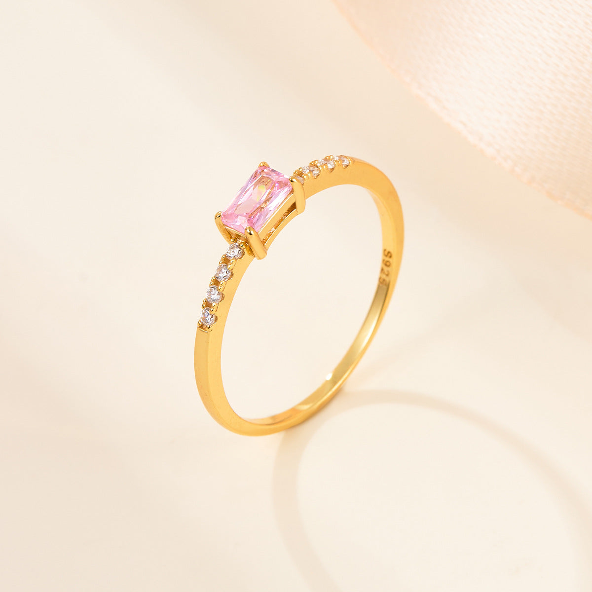 Colored Zircon Gold-Tone Ring - S925 Sterling Silver Minimalist Light Luxury Wholesale