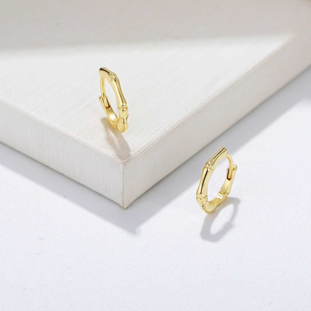 925 Sterling Silver Bamboo Square Hoop Earrings, Geometric Jewelry
