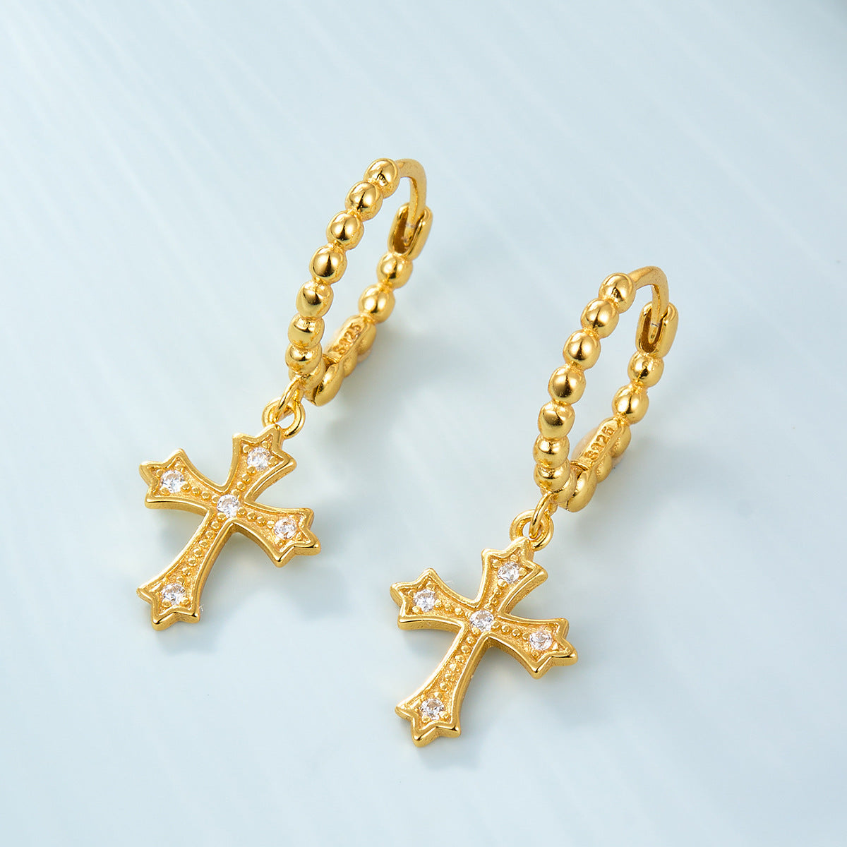 Micro-Inlaid Cross Earrings - S925 Sterling Silver Fashion Personalized Jewelry