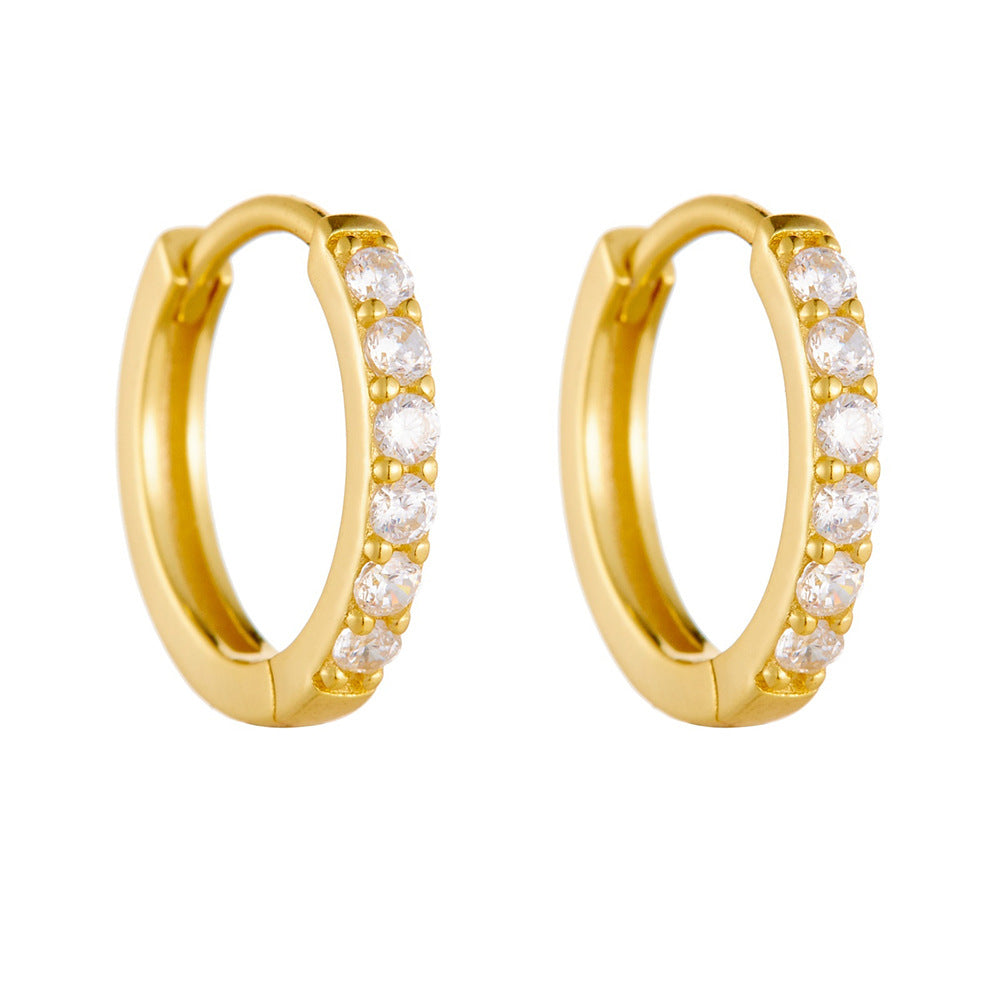 925 Sterling Silver Zirconia Huggie Hoop Earrings, Classic Round Geometric Cartilage Jewelry