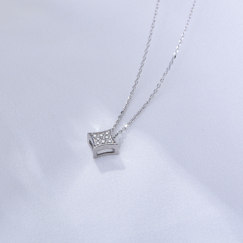 925 Sterling Silver Six-Pointed Star Pendant Necklace, Sparkling Zirconia Jewelry