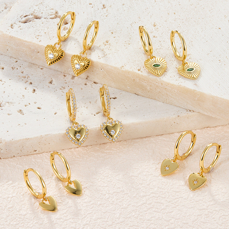 Heart Ear Cuffs - 925 Silver Stackable Light Luxury Wholesale