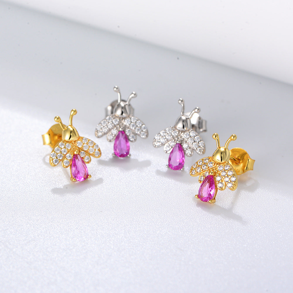 925 Sterling Silver Honey Bee Stud Earrings for Women, Sparkling Zirconia Bumble Bee Earrings, Unique Niche Design, Hypoallergenic Luxury Jewelry Gift