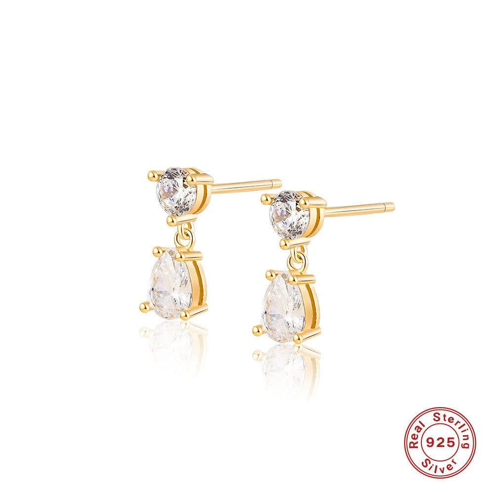 Teardrop Earrings - S925 Silver Colored Zircon Minimalist Earrings