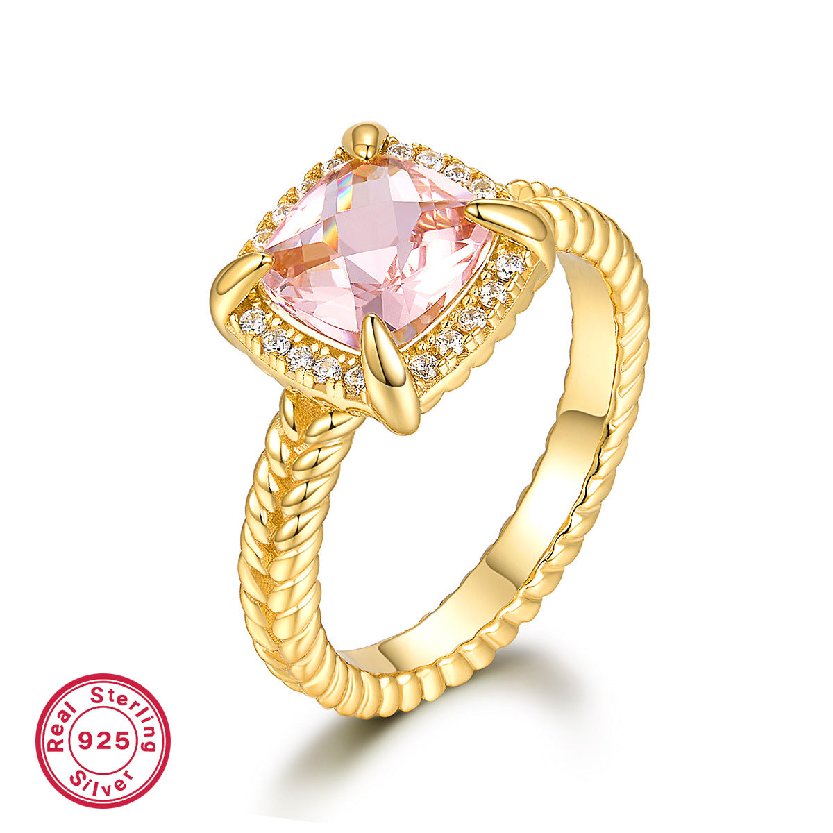 S925 Pink Square Zircon Necklace Set | Dainty Women's Jewelry