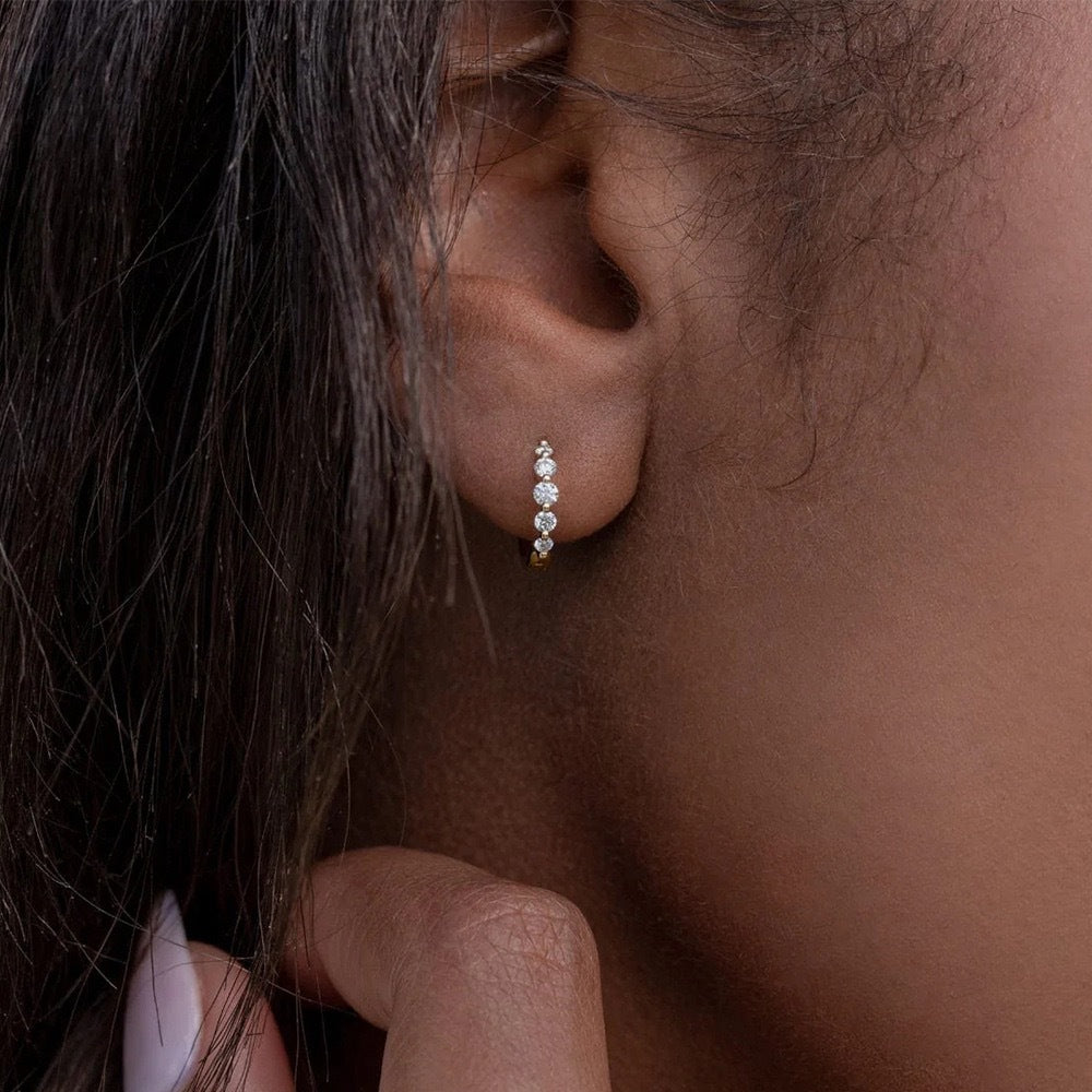 Diamond Hoop Earrings - S925 Silver Geometric Niche Ear Jewelry