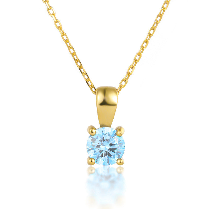 December Birthstone Necklace - 925 Sterling Silver Minimalist Zircon Jewelry