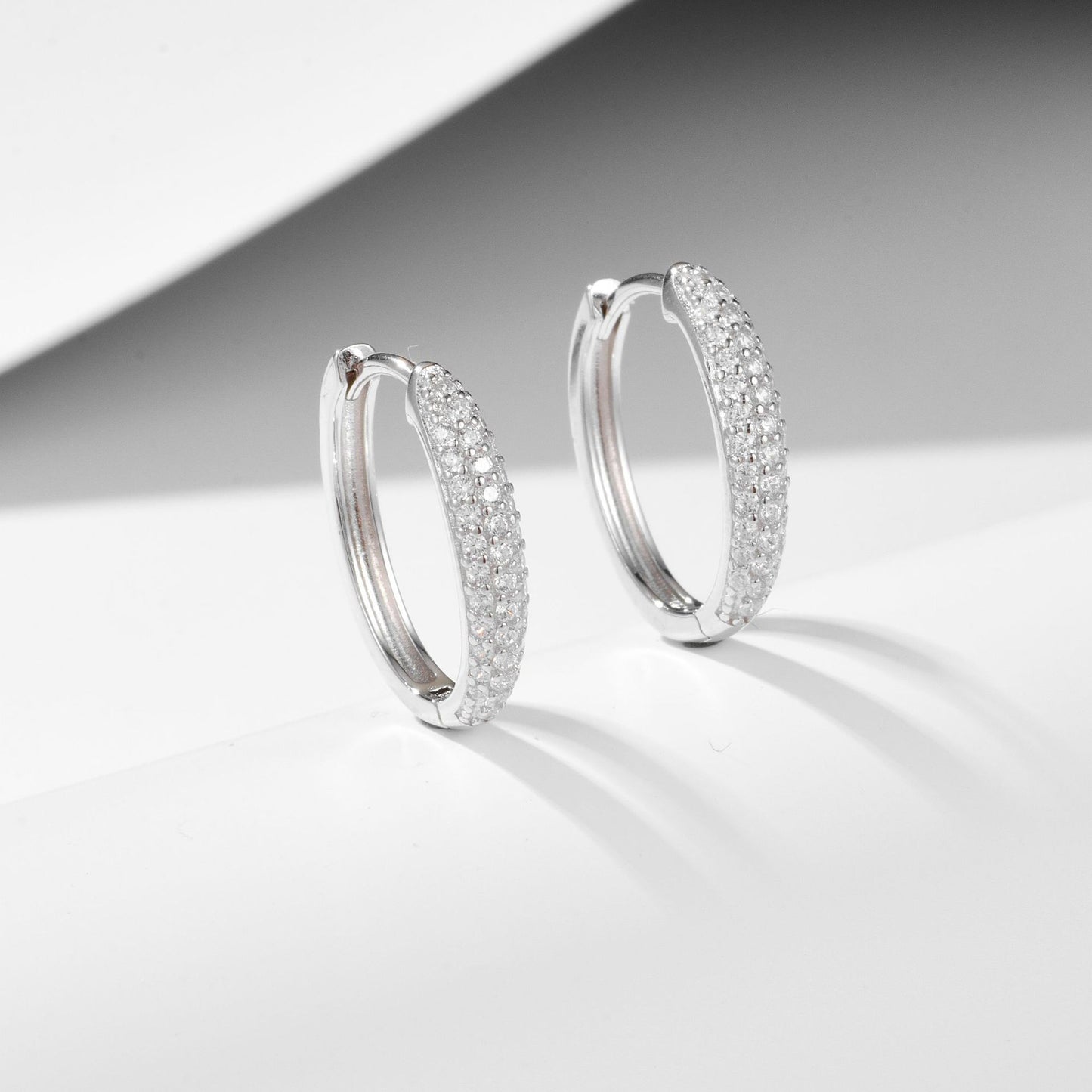 925 Sterling Silver Micro-Pave Zirconia Hoop Earrings, Minimalist Jewelry
