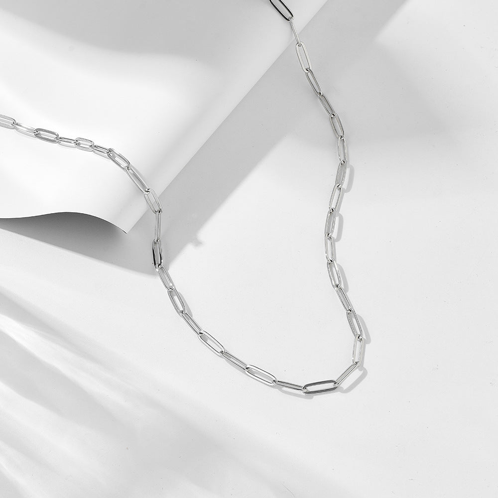 S925 Silver Modern Paperclip Sweater Chain - Long Versatile Ins Style Necklace