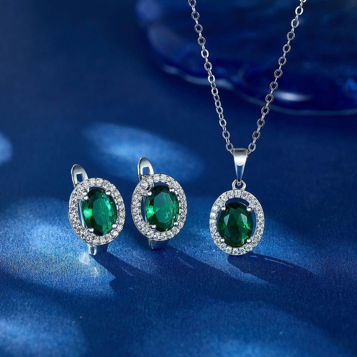 Oval Geometric Ear Cuffs & Necklace Set - S925 Sterling Silver Zircon Gift