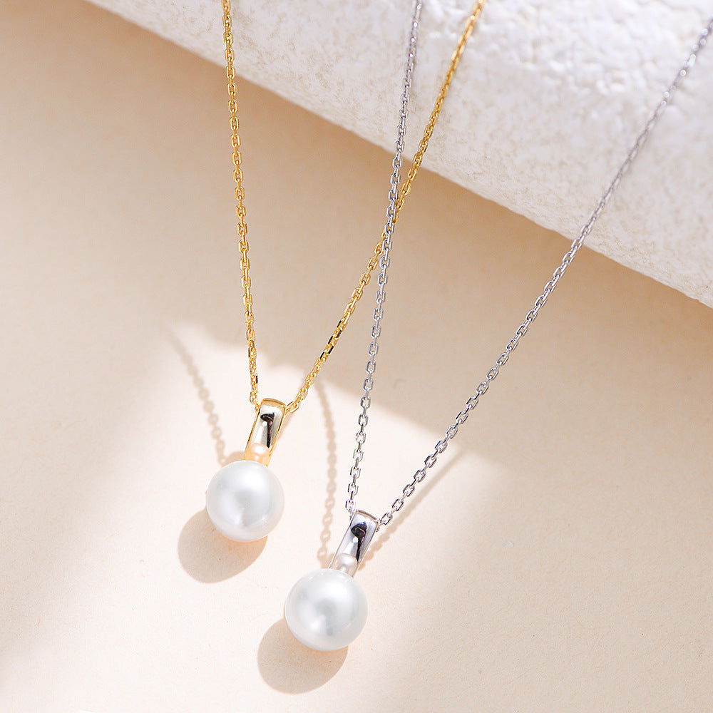 925 Sterling Silver Natural Freshwater Pearl Pendant Necklace, Light Luxury Ins Style Jewelry