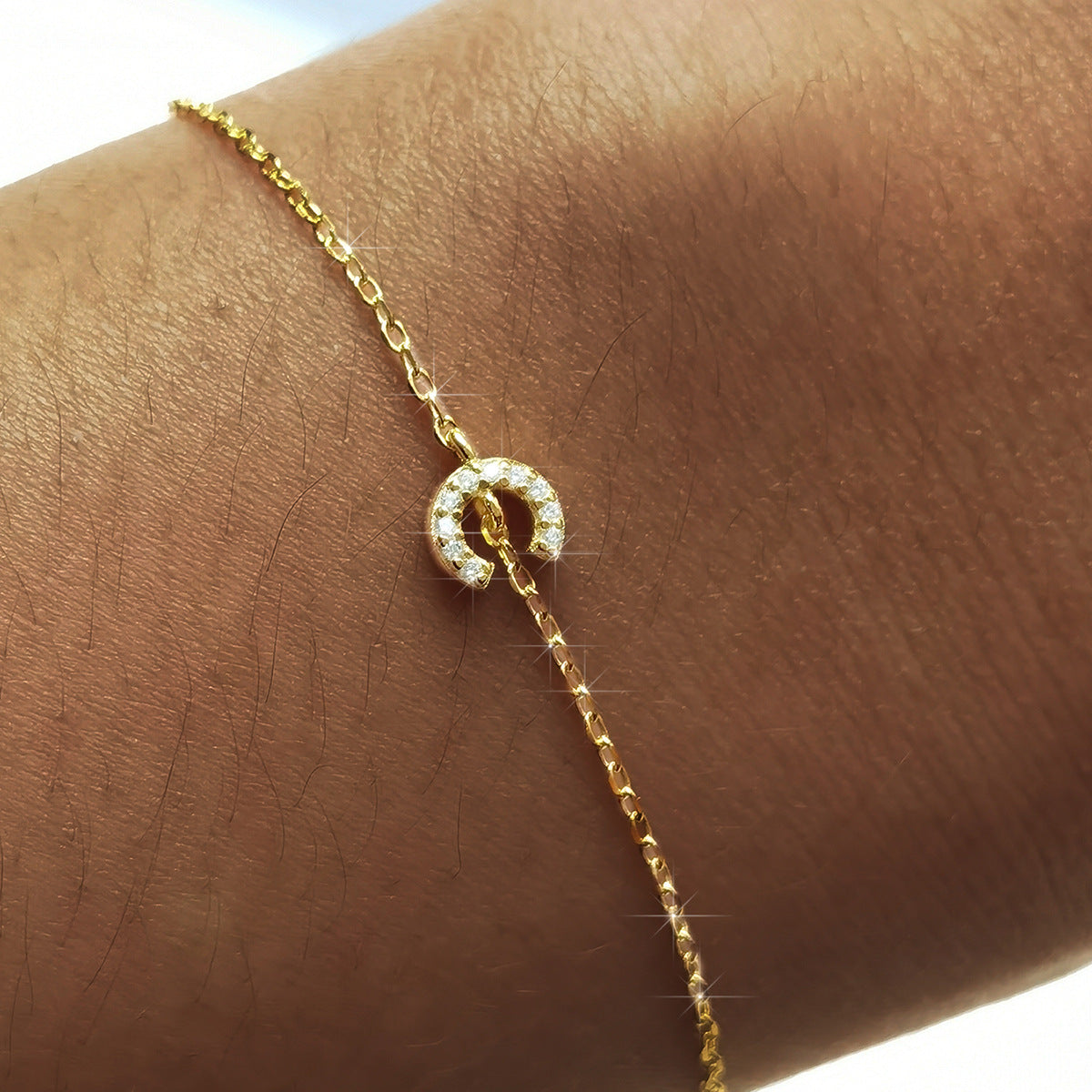 Alphabet Zircon Bracelet - 925 Silver Light Luxury Niche Jewelry