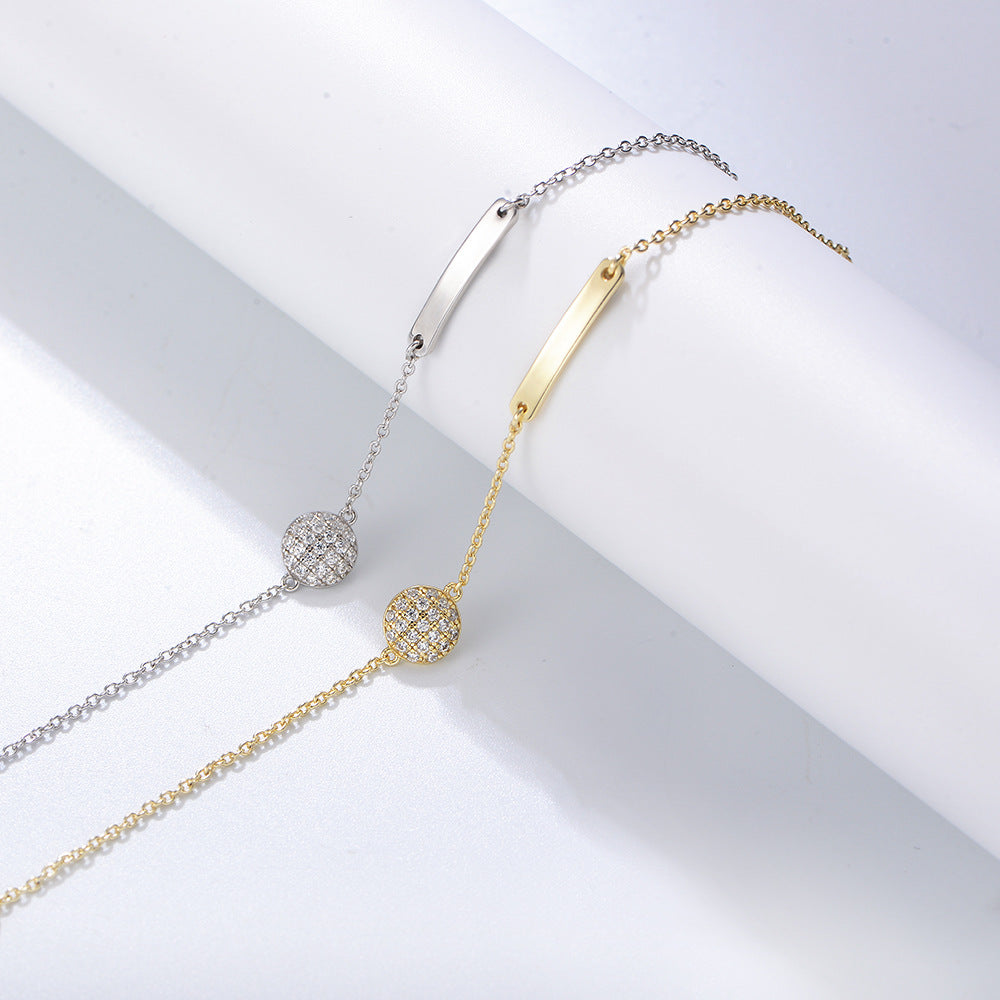 Sterling Silver Chic Geometric Bar Link Bracelet for Women, High-End Versatile Hand Jewelry