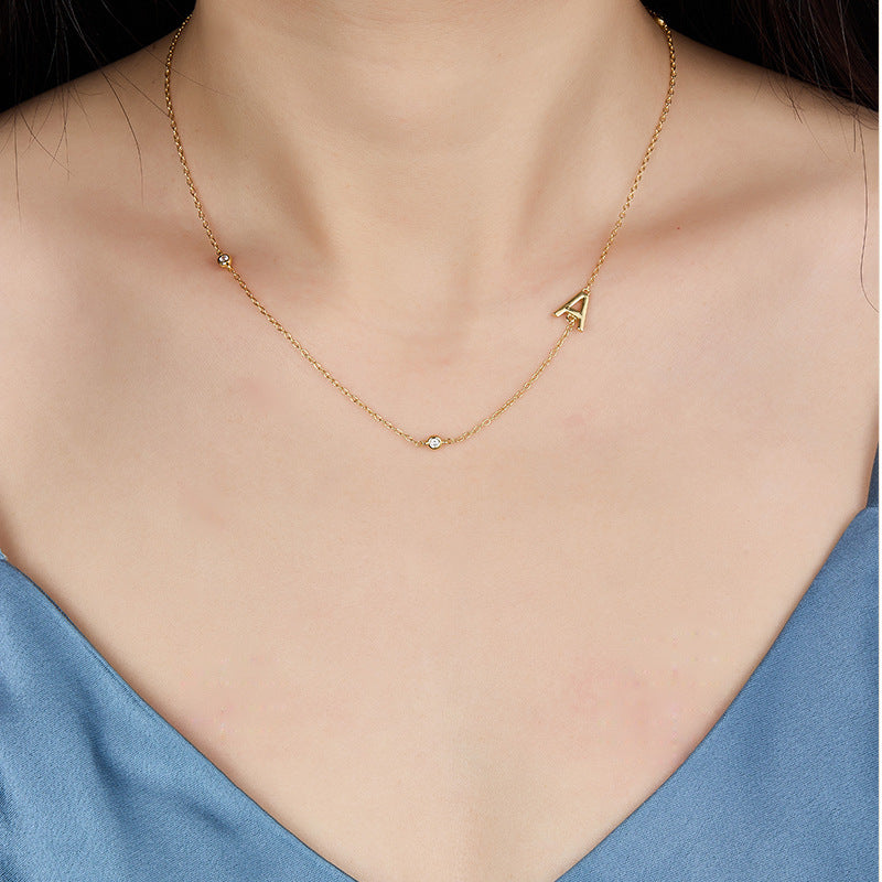 Alphabet Necklace - S925 Silver Micro Zircon Trending Collarbone Chain