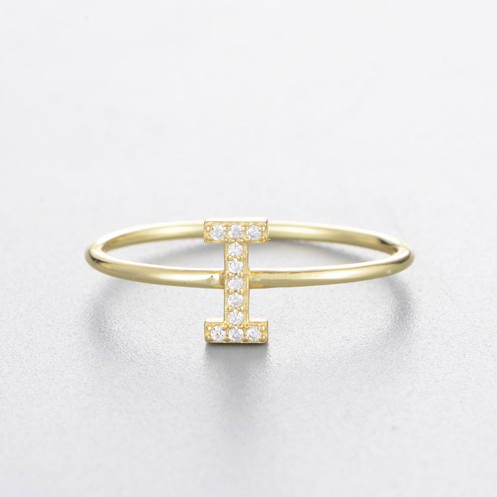 925 Sterling Silver 26 Alphabet Zirconia Rings, Minimalist Stackable Initial Jewelry