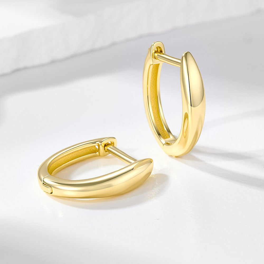 925 Sterling Silver Classic U-Shape Hoop Earrings, Minimalist French Style Versatile Jewelry