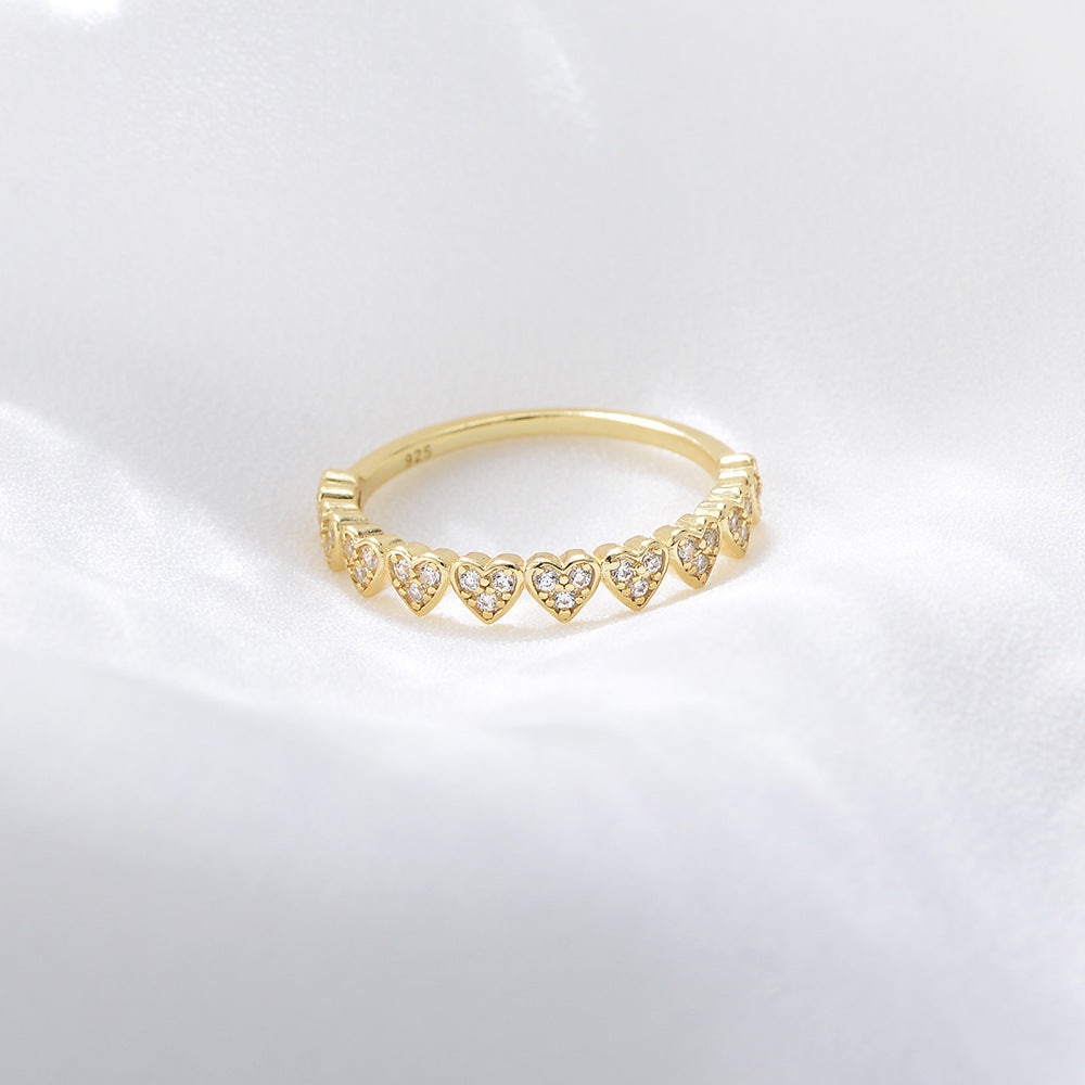 925 Sterling Silver Heart Zirconia Ring, Vintage Minimalist Jewelry