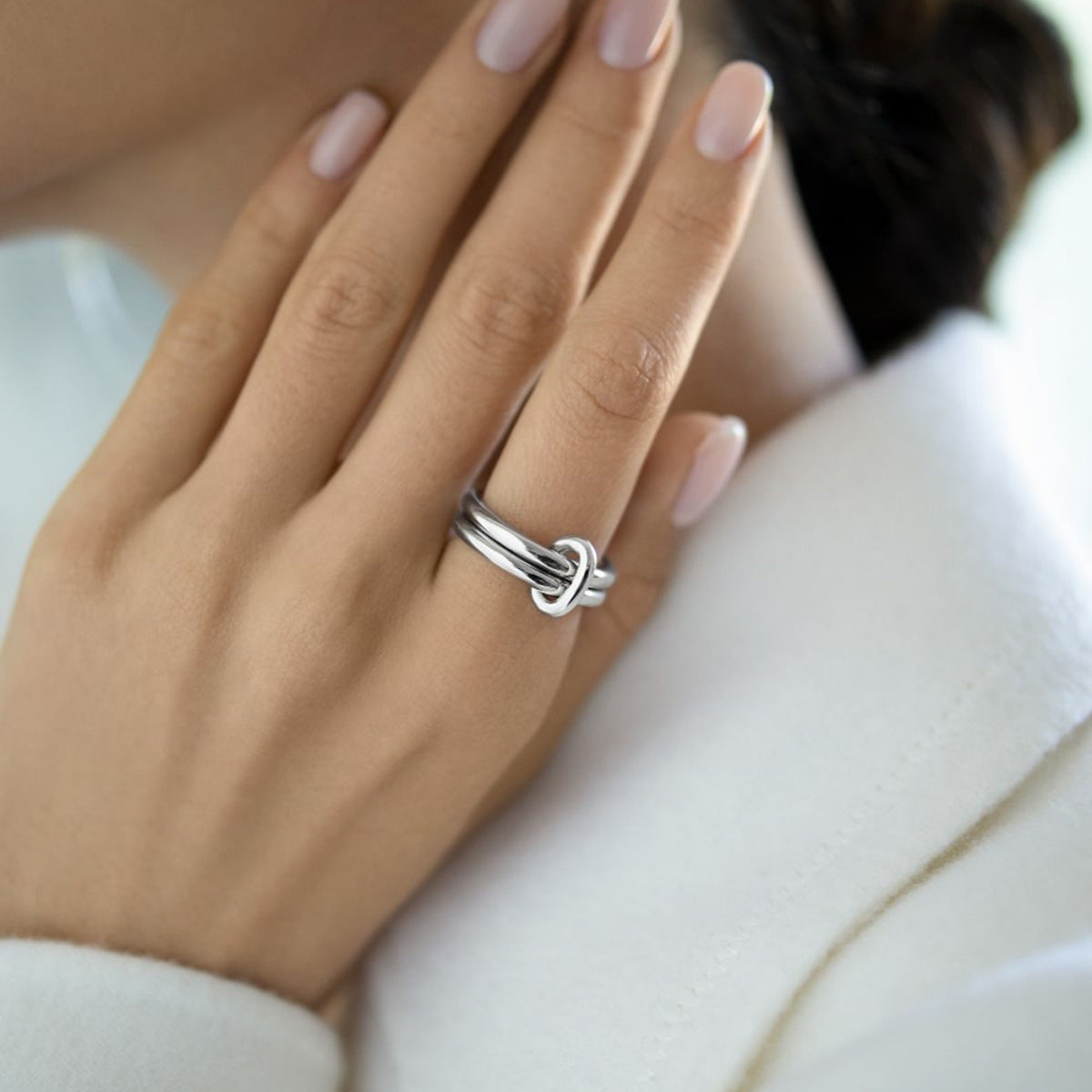 Geometric Double Ring - 925 Silver Minimalist Niche Finger Jewelry