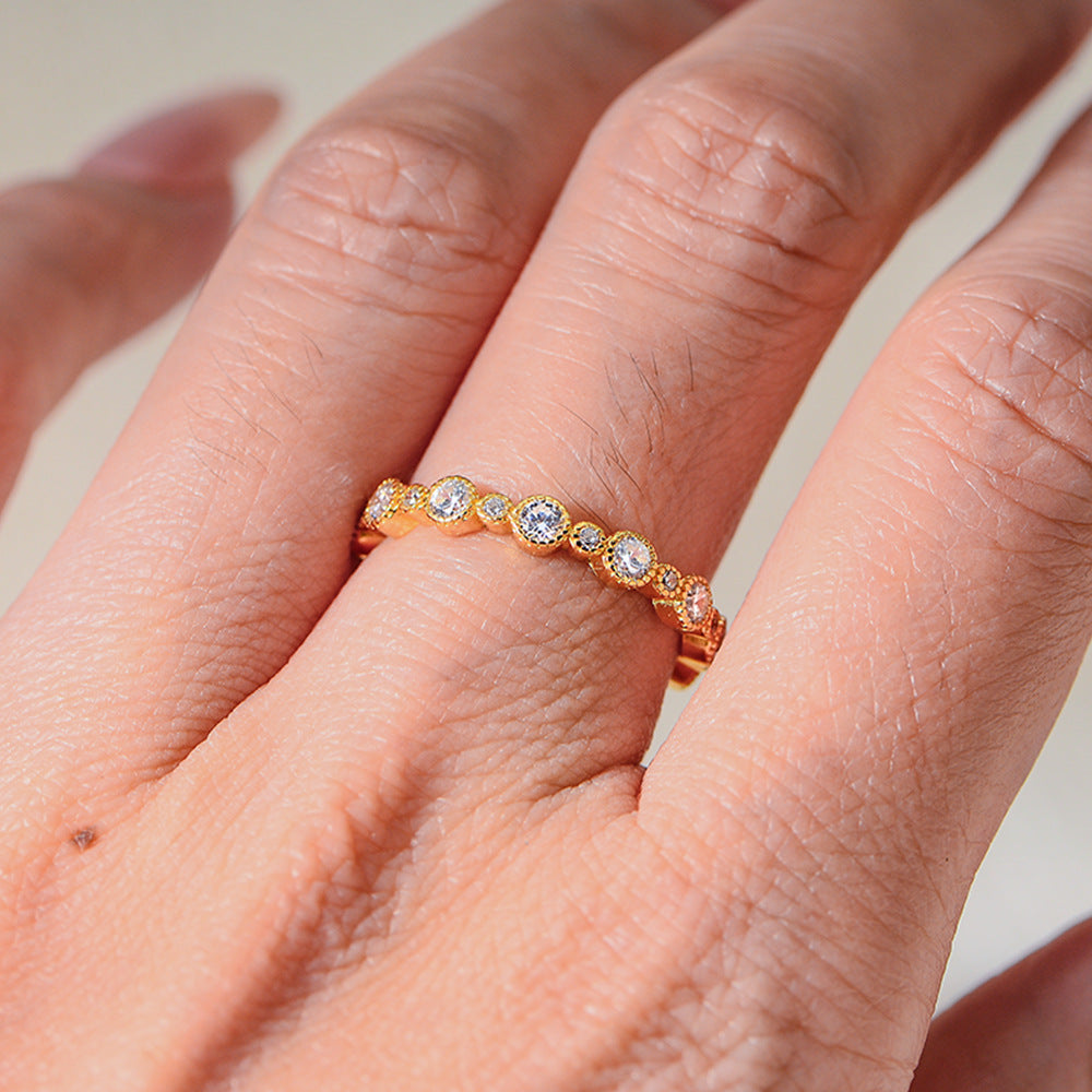 S925 Silver Iced Out Round Ring - Sparkling Pave Zirconia Band