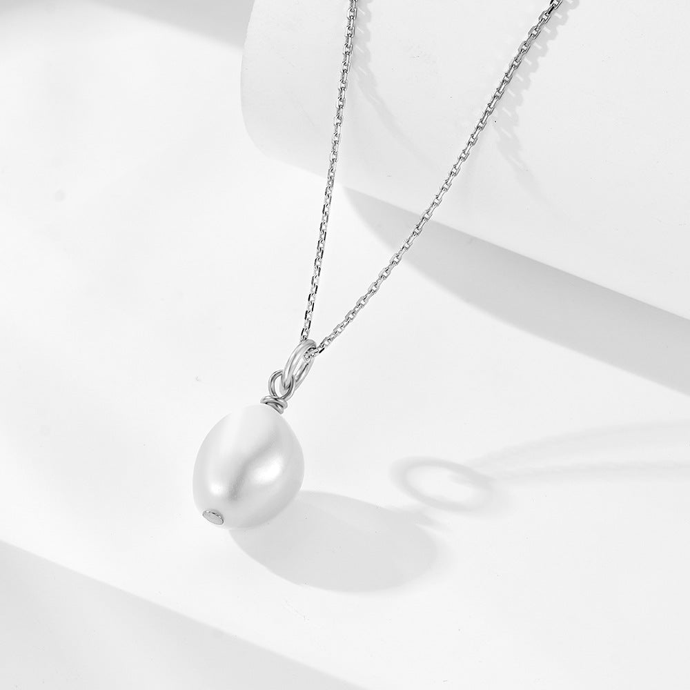 925 Sterling Silver Natural Freshwater Pearl Necklace, Baroque Pendant Jewelry