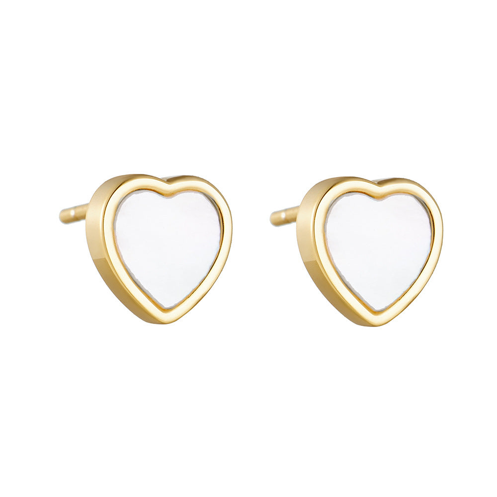 S925 Silver Elegant Shell Heart Earrings - Unique Chic Versatile Studs