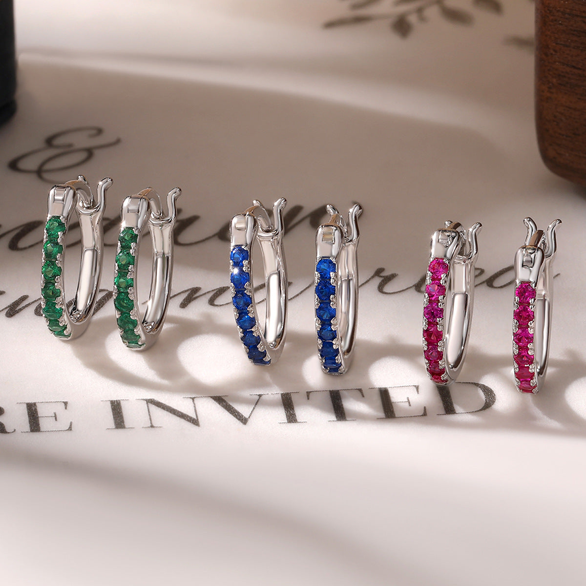 Colored Zircon Ear Cuffs - 925 Sterling Silver Niche Wholesale Jewelry