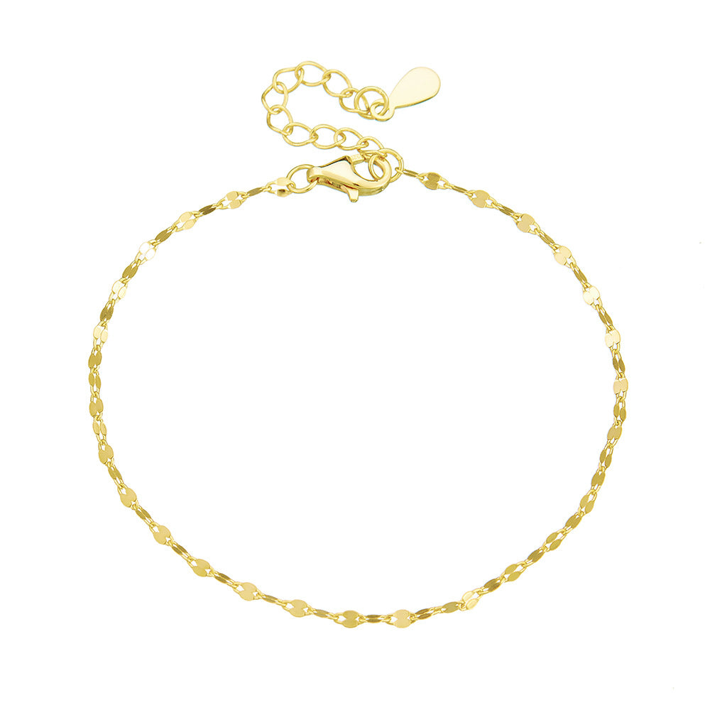 925 Sterling Silver 14K Gold Plated Lip Link Chain Bracelet, Minimalist Sleek Shimmering Jewelry