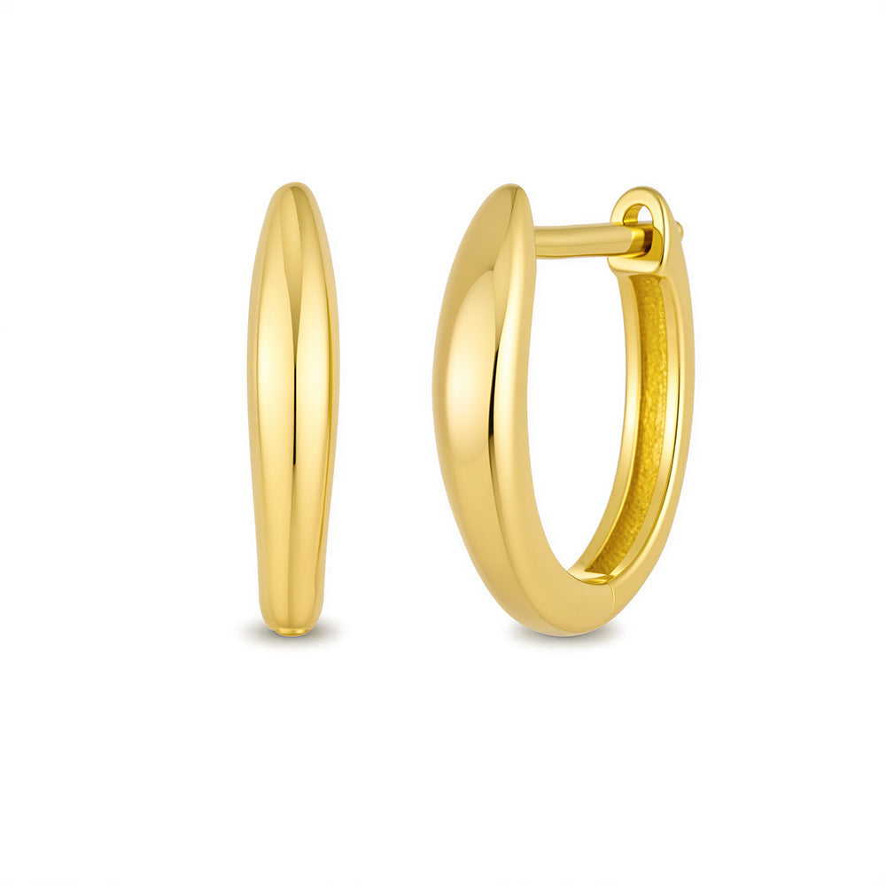 925 Sterling Silver Classic U-Shape Hoop Earrings, Minimalist French Style Versatile Jewelry
