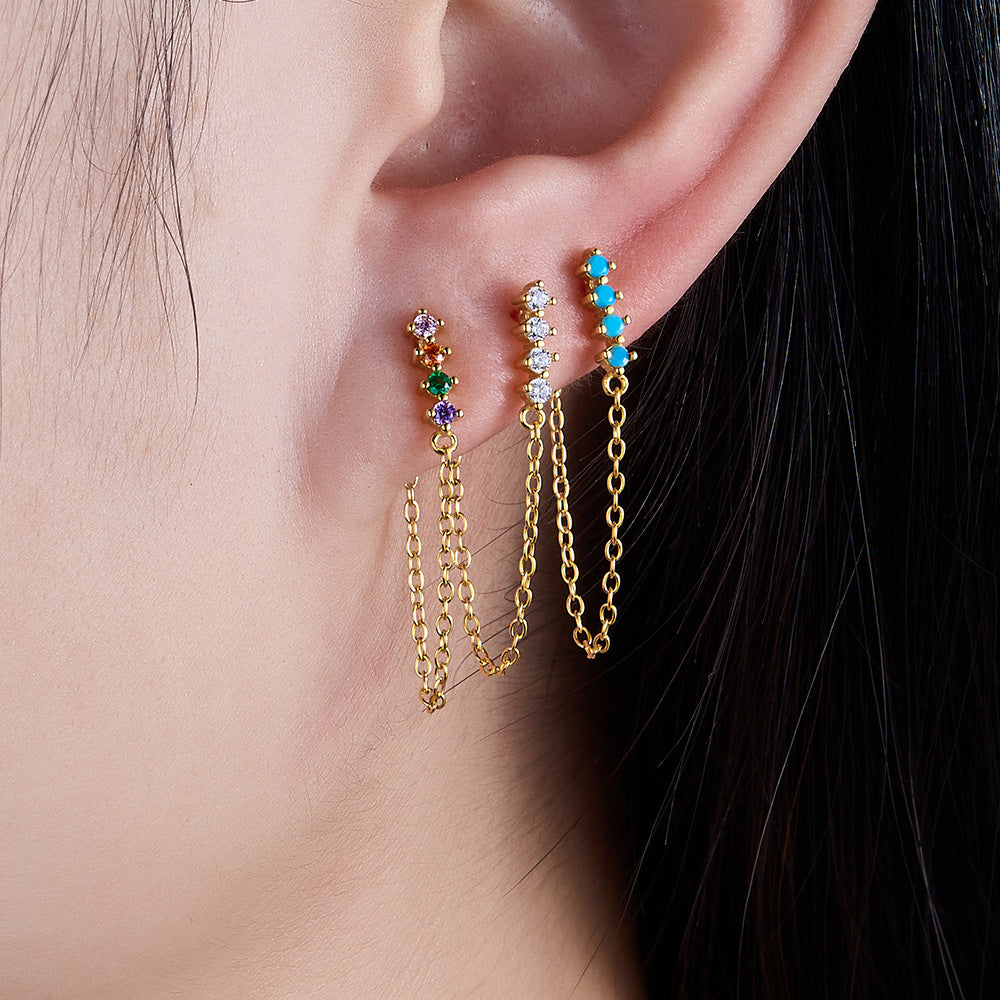 Diamond Fringe Earrings - S925 Silver Long Light Luxury Niche