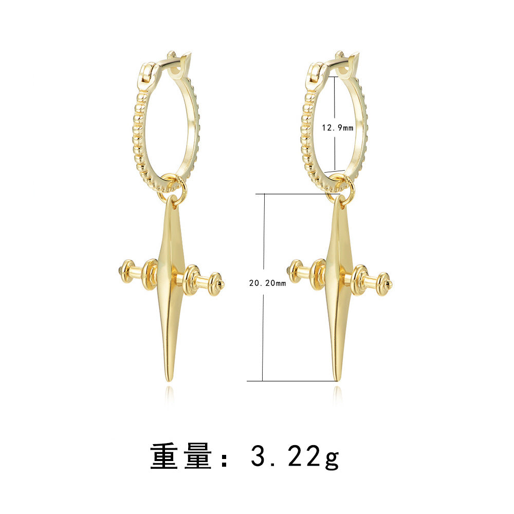 925 Sterling Silver Cross Huggie Hoop Earrings for Women