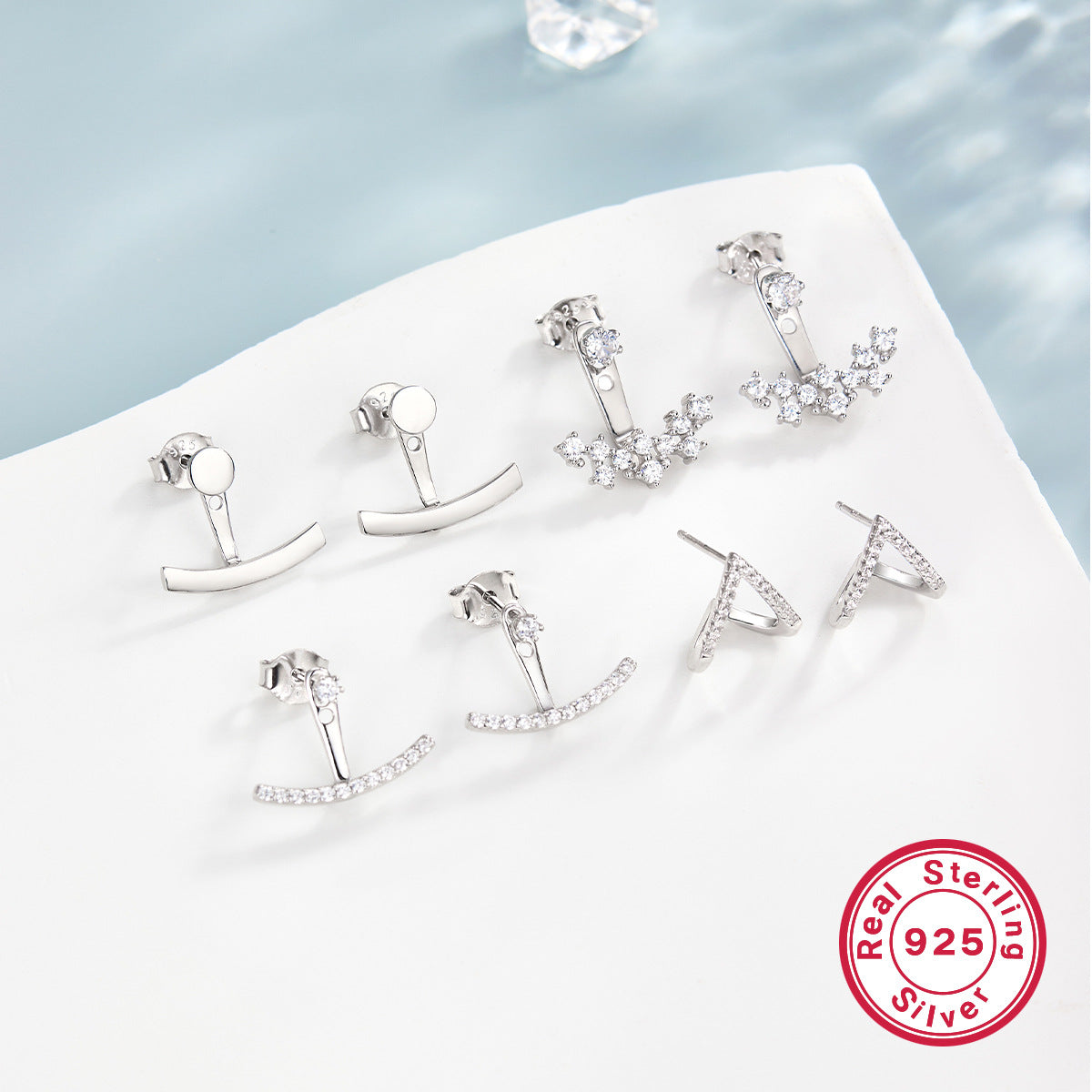 Smile Stud Earrings - S925 Sterling Silver Diamond-Encrusted Niche Earrings