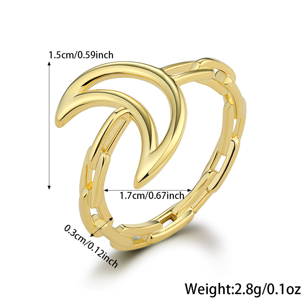 Star Moon Geometric Ring - 925 Silver Minimalist Wholesale Jewelry