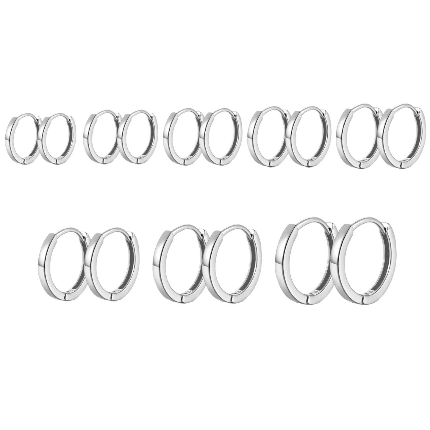 Polished Hoop Earrings - 925 Silver Minimalist Unisex Jewelry