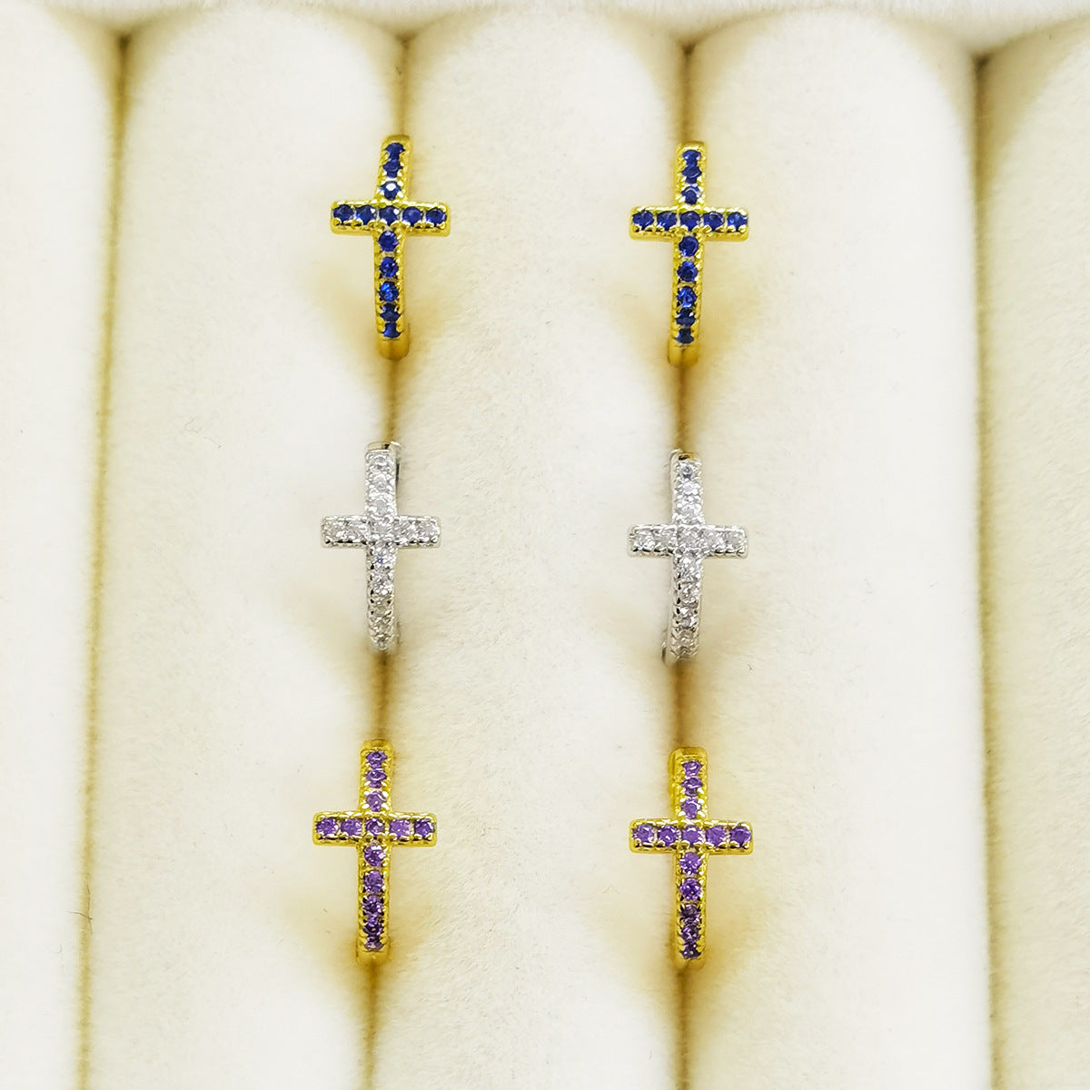 Cross Ear Cuffs - S925 Sterling Silver Dense Zircon Punk Retro Accessories