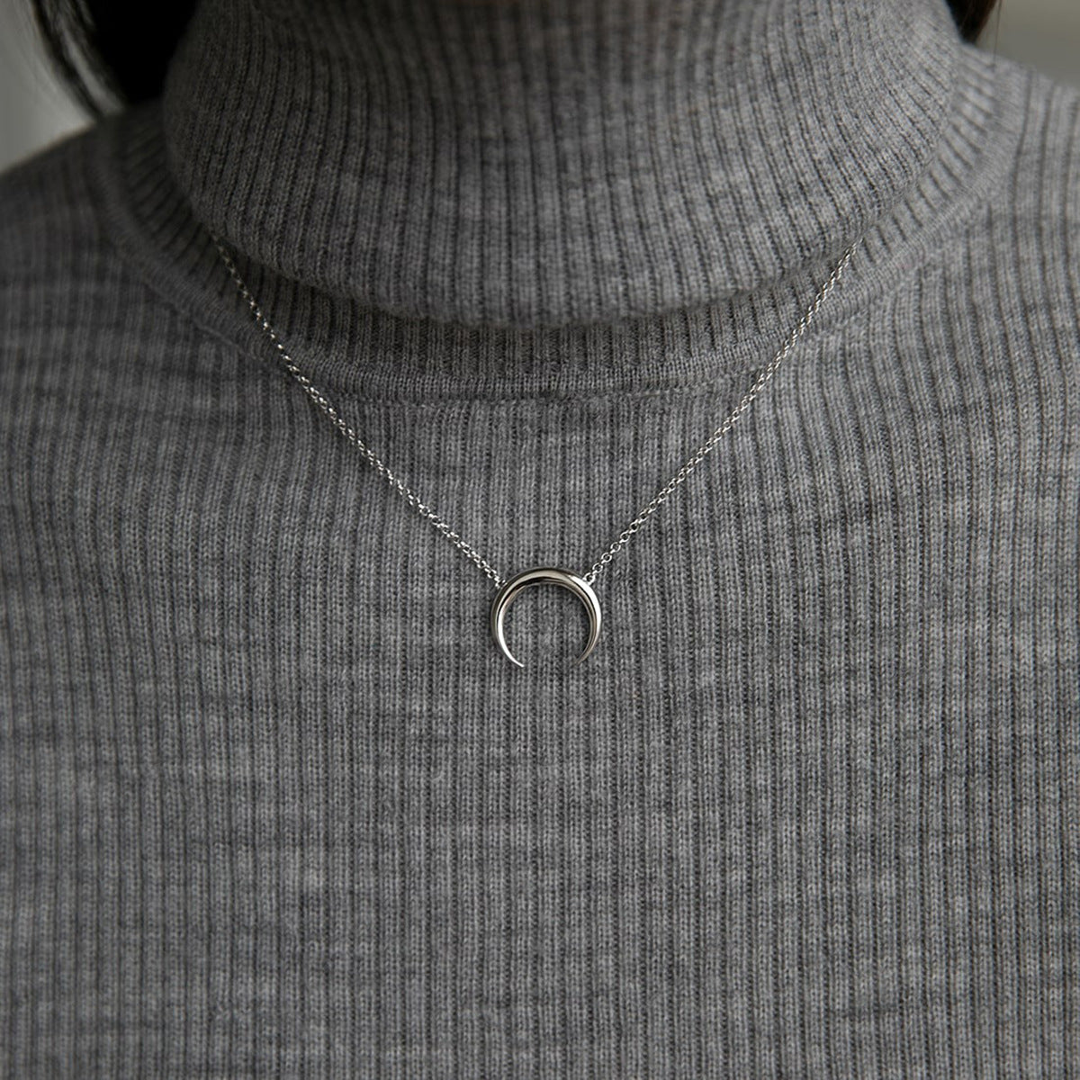 Moon Zircon Necklace - 925 Silver Light Luxury Layering Chain